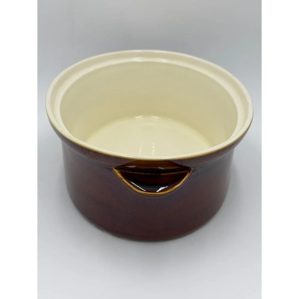 Vtg Villeroy & Boch Oval Casserole Vegetable Dish Brown Rust Glazed Handled 10x7